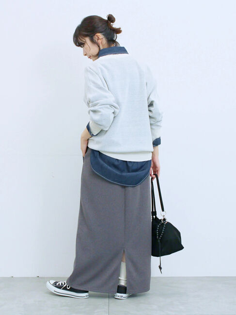 Samansa Mos2 blue「カットリブナロースカート」|スカート|