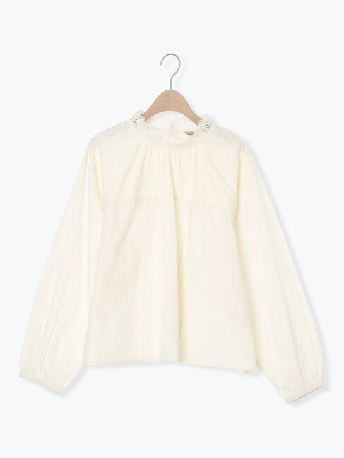 Samansa Mos2「オーバーレース切替ブラウス」|シャツ・ブラウス|