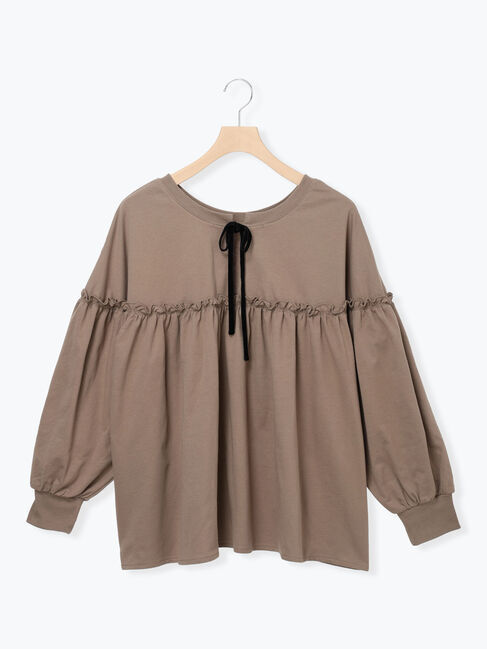 Samansa Mos2「ミニ裏毛切替ギャザープルオーバー」|Tシャツ・カットソー|