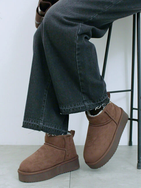 Samansa Mos2 blue「厚底ボアブーツ」|ショートブーツ|