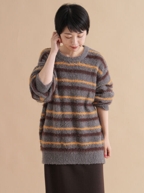 sm2rhythm「ボーダーブークレニットプルオーバー」|ニット・セーター|