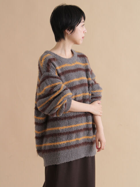 sm2rhythm「ボーダーブークレニットプルオーバー」|ニット・セーター|