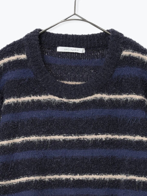 sm2rhythm「ボーダーブークレニットプルオーバー」|ニット・セーター|