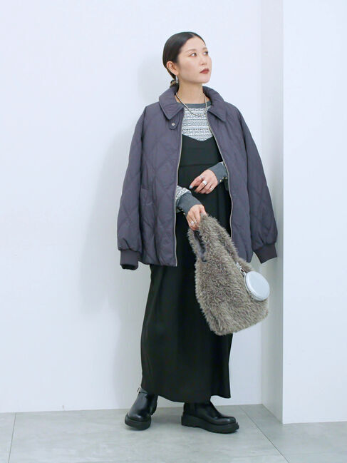 Samansa Mos2 blue「タック入りコクーンジャンスカ」|ワンピース|