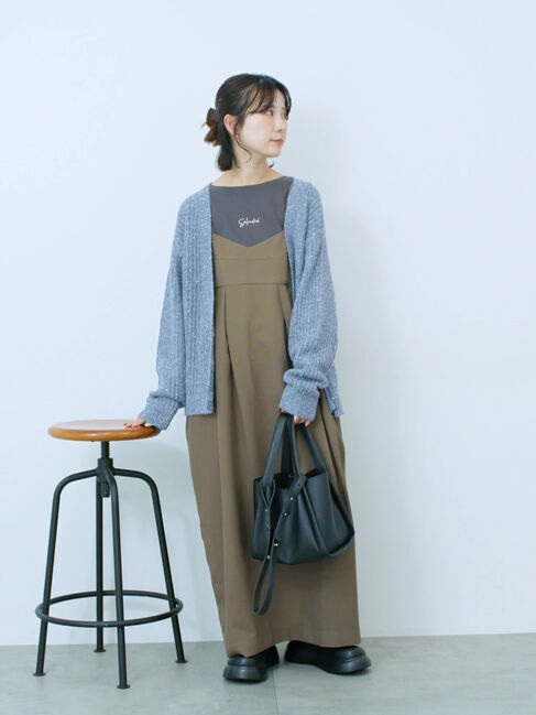 Samansa Mos2 blue「タック入りコクーンジャンスカ」|ワンピース|