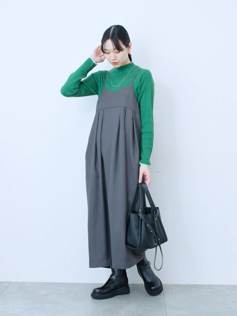 Samansa Mos2 blue「タック入りコクーンジャンスカ」|ワンピース|