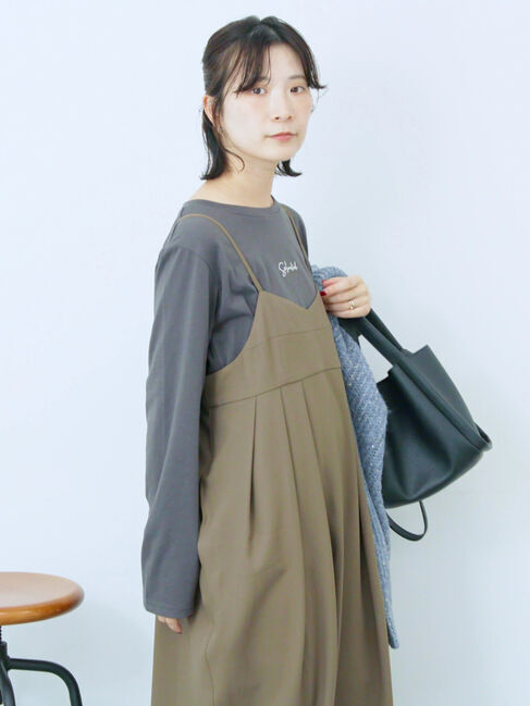 Samansa Mos2 blue「タック入りコクーンジャンスカ」|ワンピース|