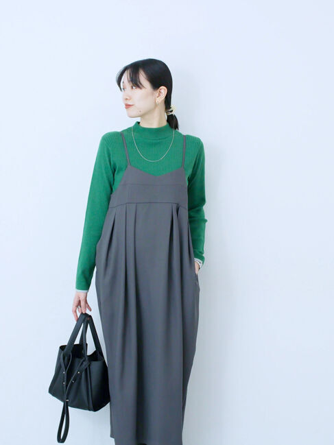 Samansa Mos2 blue「タック入りコクーンジャンスカ」|ワンピース|