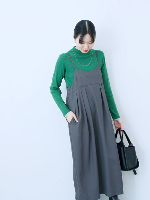 Samansa Mos2 blue「タック入りコクーンジャンスカ」|ワンピース|