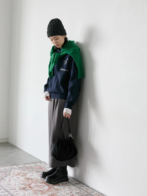 Samansa Mos2 blue「【Hug knit】ロゴプルオーバー」|ニット・セーター|