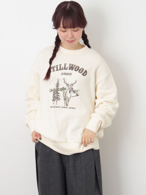 Samansa Mos2「裏毛プリントスウェット」|Tシャツ・カットソー|