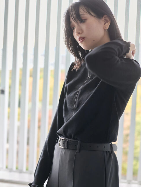 Samansa Mos2 blue「フリル衿ニットプルオーバー」|ニット・セーター|