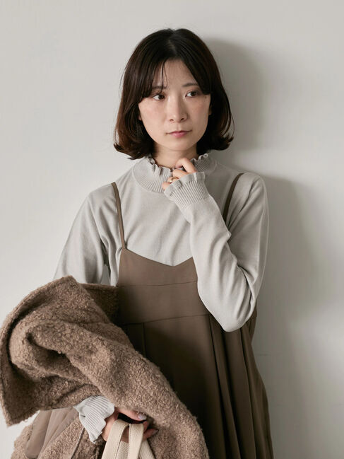 Samansa Mos2 blue「フリル衿ニットプルオーバー」|ニット・セーター|