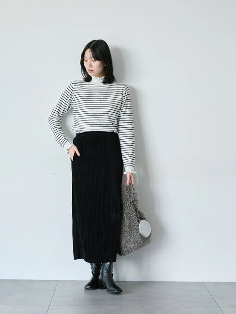 Samansa Mos2 blue「フリル衿ニットプルオーバー」|ニット・セーター|