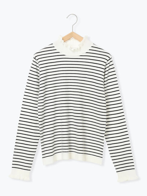 Samansa Mos2 blue「フリル衿ニットプルオーバー」|ニット・セーター|