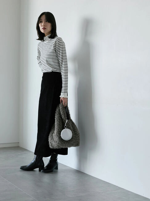 Samansa Mos2 blue「フリル衿ニットプルオーバー」|ニット・セーター|