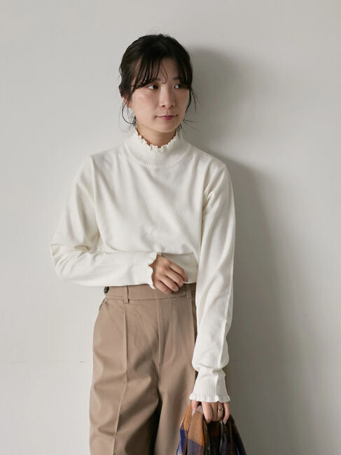 Samansa Mos2 blue「フリル衿ニットプルオーバー」|ニット・セーター|