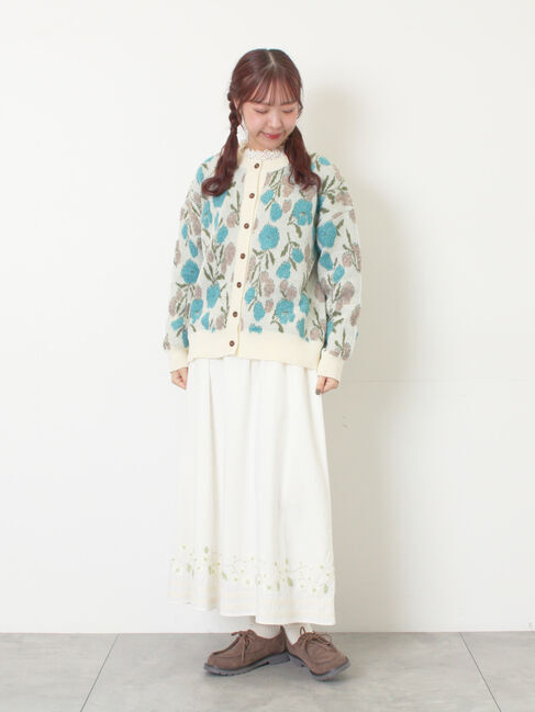 Samansa Mos2「ループ花柄ジャガードニットカーディガン」|カーディガン|