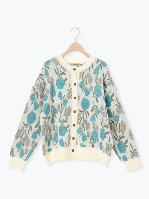 Samansa Mos2「ループ花柄ジャガードニットカーディガン」|カーディガン|