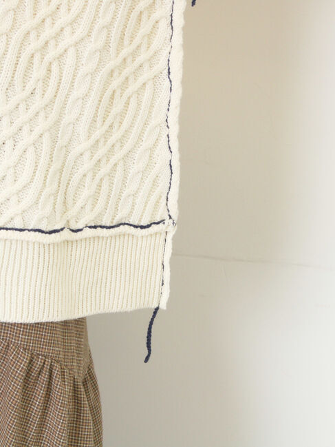 Samansa Mos2「ケーブルパッチワークステッチプルオーバー」|ニット・セーター|