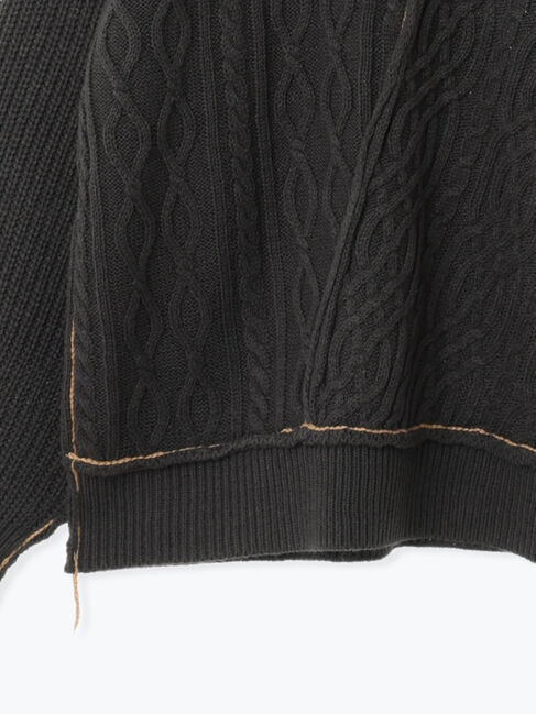 Samansa Mos2「ケーブルパッチワークステッチプルオーバー」|ニット・セーター|