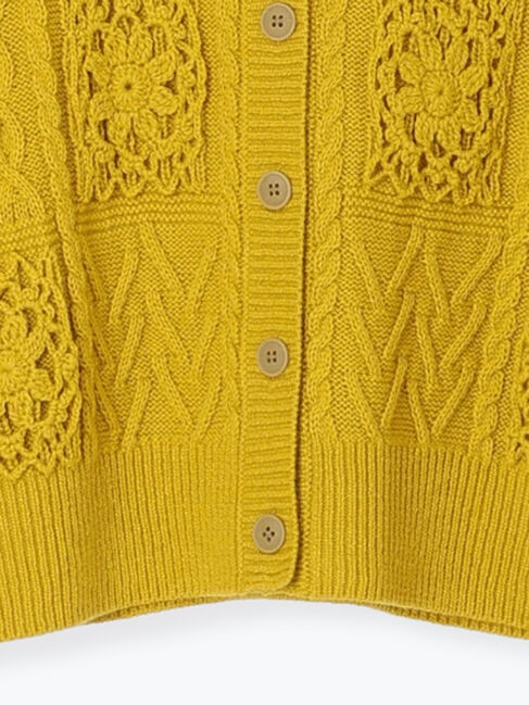 Samansa Mos2「クロシェ風パッチワークニットカーディガン」|カーディガン|