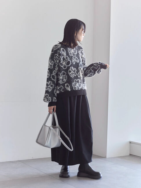 Samansa Mos2 blue「花柄シャギーニットプルオーバー」|ニット・セーター|