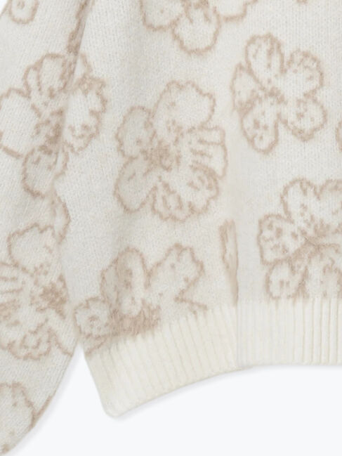 Samansa Mos2 blue「花柄シャギーニットプルオーバー」|ニット・セーター|