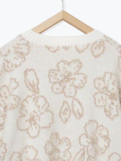 Samansa Mos2 blue「花柄シャギーニットプルオーバー」|ニット・セーター|