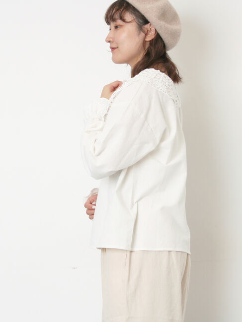 Samansa Mos2「【WEB限定】前後2WAYレース襟ブラウス」|シャツ・ブラウス|