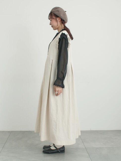 Samansa Mos2「【Cross&times;Linen】肩フリル前後2WAYジャンパースカート」|ワンピース|