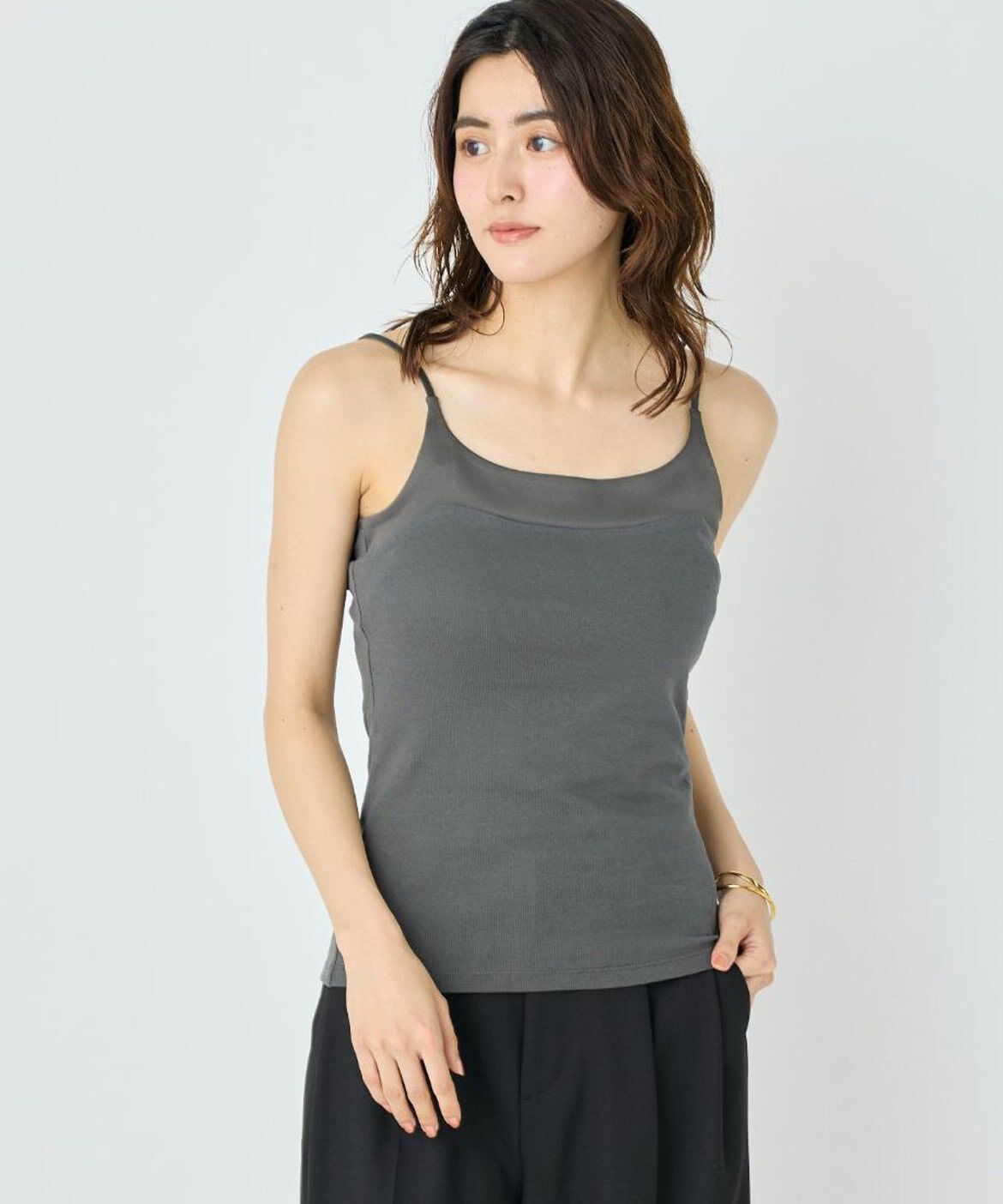 DAY by DAY it&rsquo;s international「サテン切り替えキャミソール《スビン綿MIXフライス》」|キャミソール|チャコールグ 3