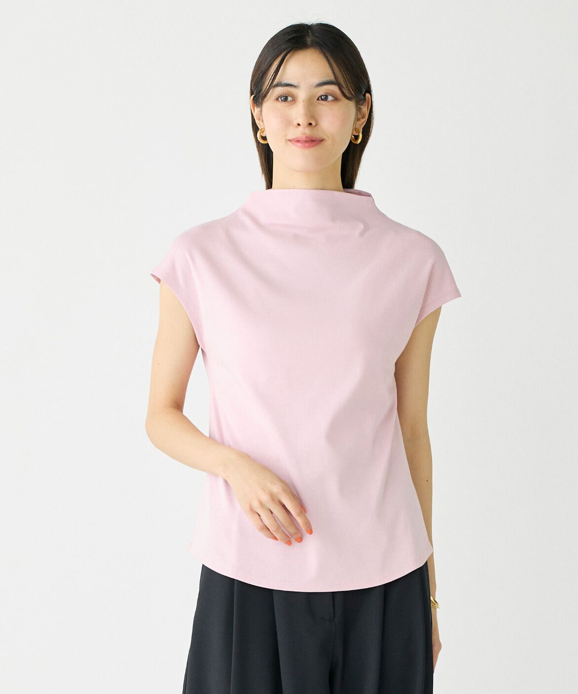 I.T.'S international「ボトルネックカットソー《スビン綿MIXフライス》」|キャミソール|ピンク1