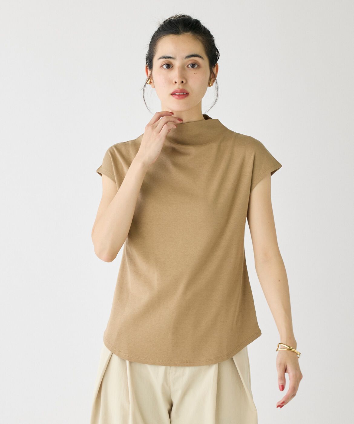 I.T.'S international「ボトルネックカットソー《スビン綿MIXフライス》」|キャミソール|モカチャ3