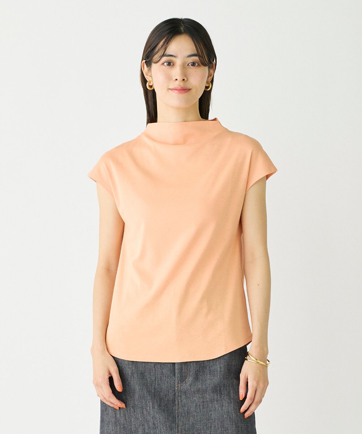 I.T.'S international「ボトルネックカットソー《スビン綿MIXフライス》」|キャミソール|オレンジ1