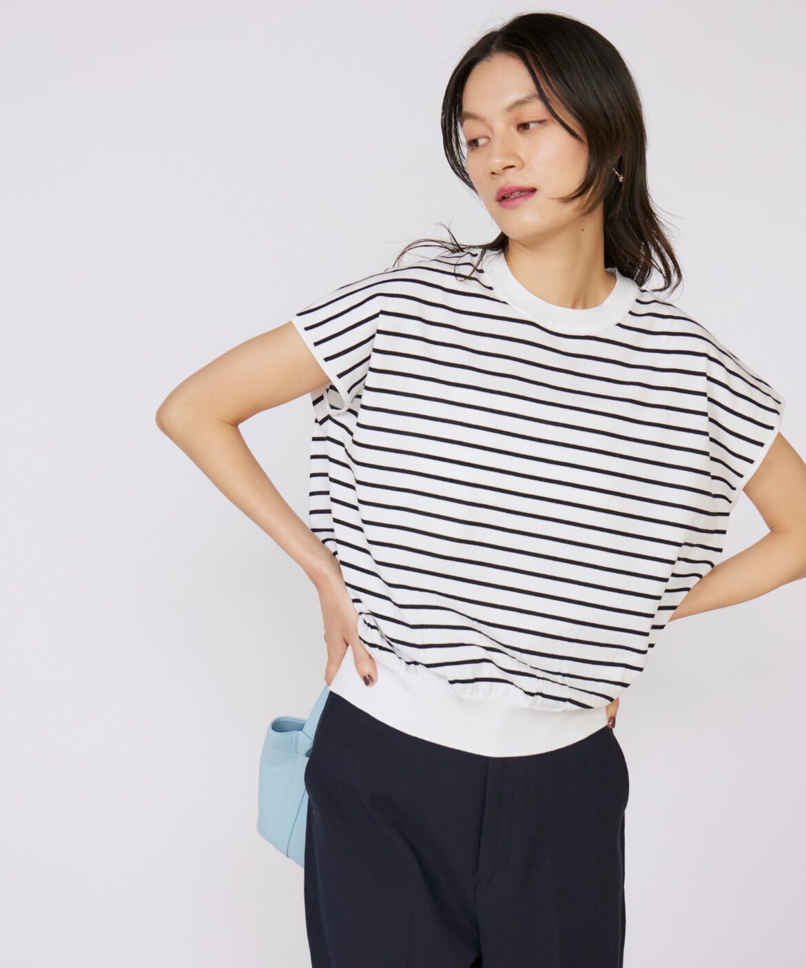 INED「《大きいサイズ》フレンチスリーブニットプルオーバー」|ニット・セーター|ボーダー7