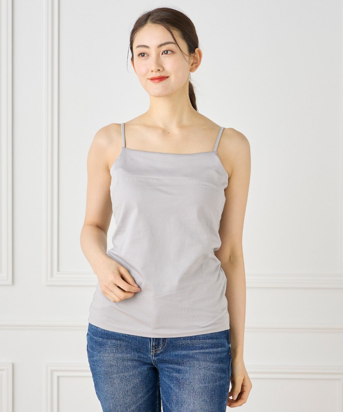 INED「ｽﾋﾞﾝMIXｺｯﾄﾝｻﾃﾝ切り替えｷｬﾐｿｰﾙ《ｽﾋﾞﾝ綿MIX天竺/A-GIRL」|キャミソール|ミディアムグ 2