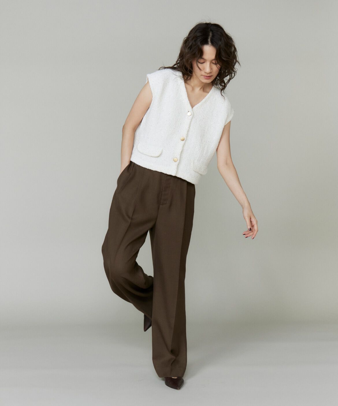 INED「ツイード風ジレ」|ダウンベスト・ベスト|