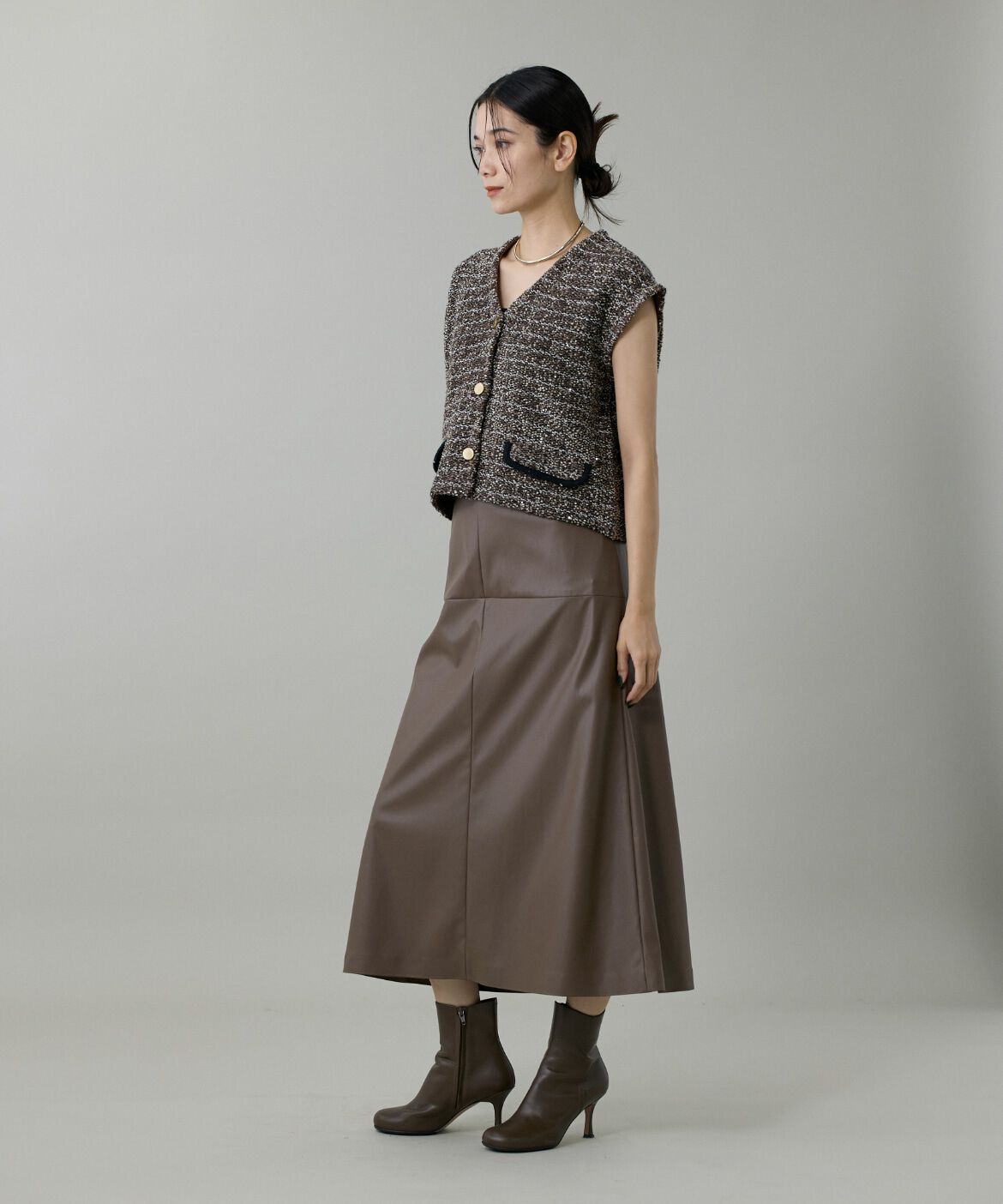 INED「ツイード風ジレ」|ダウンベスト・ベスト|