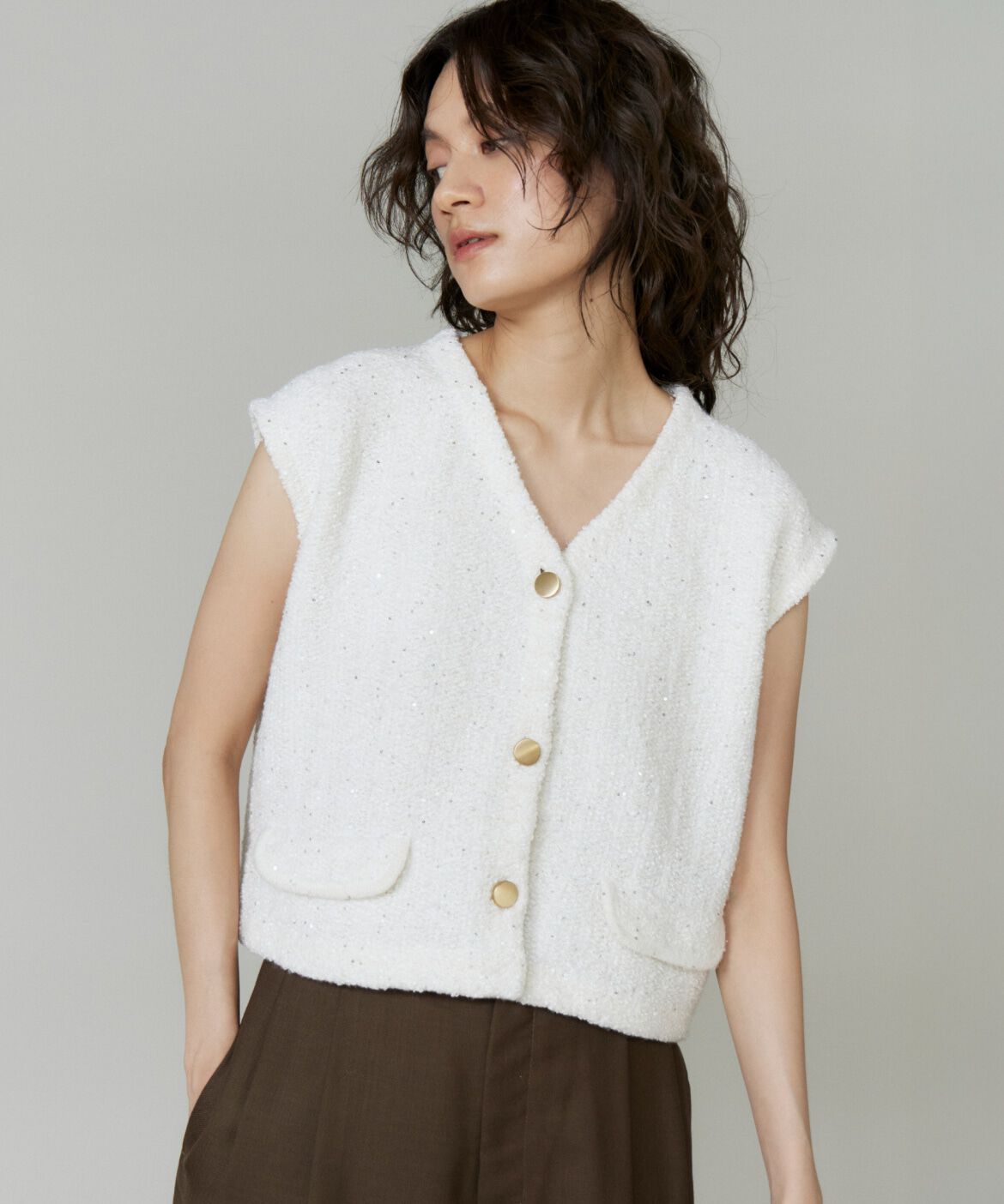 INED「ツイード風ジレ」|ダウンベスト・ベスト|