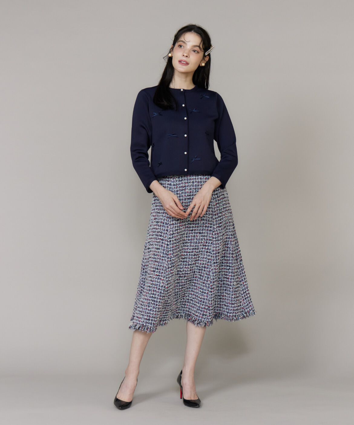 Maglie le cassetto「《M Maglie le cassetto》デニムファンシーツイードスカート」|フレア|