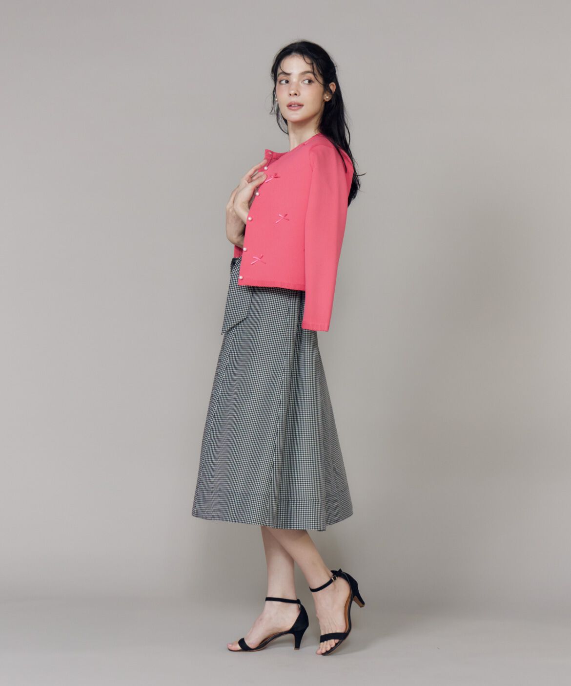 Maglie le cassetto「サテンリボンニットジャケット」|カーディガン|