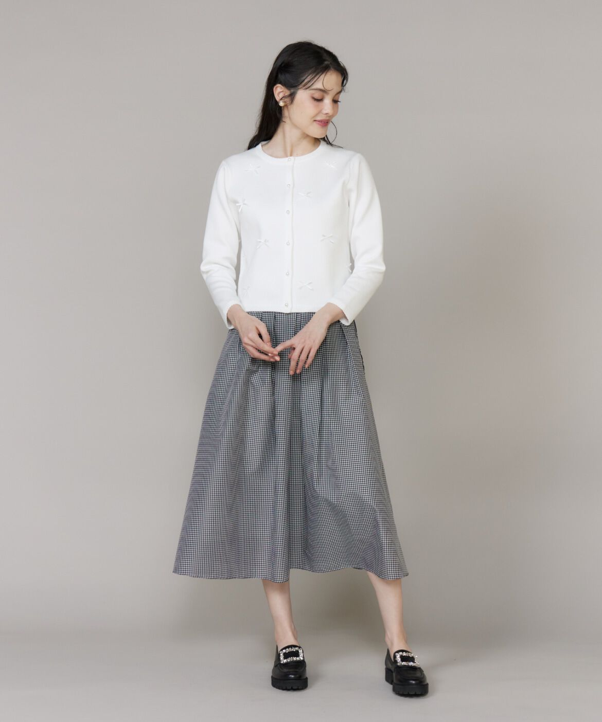 Maglie le cassetto「サテンリボンニットジャケット」|カーディガン|