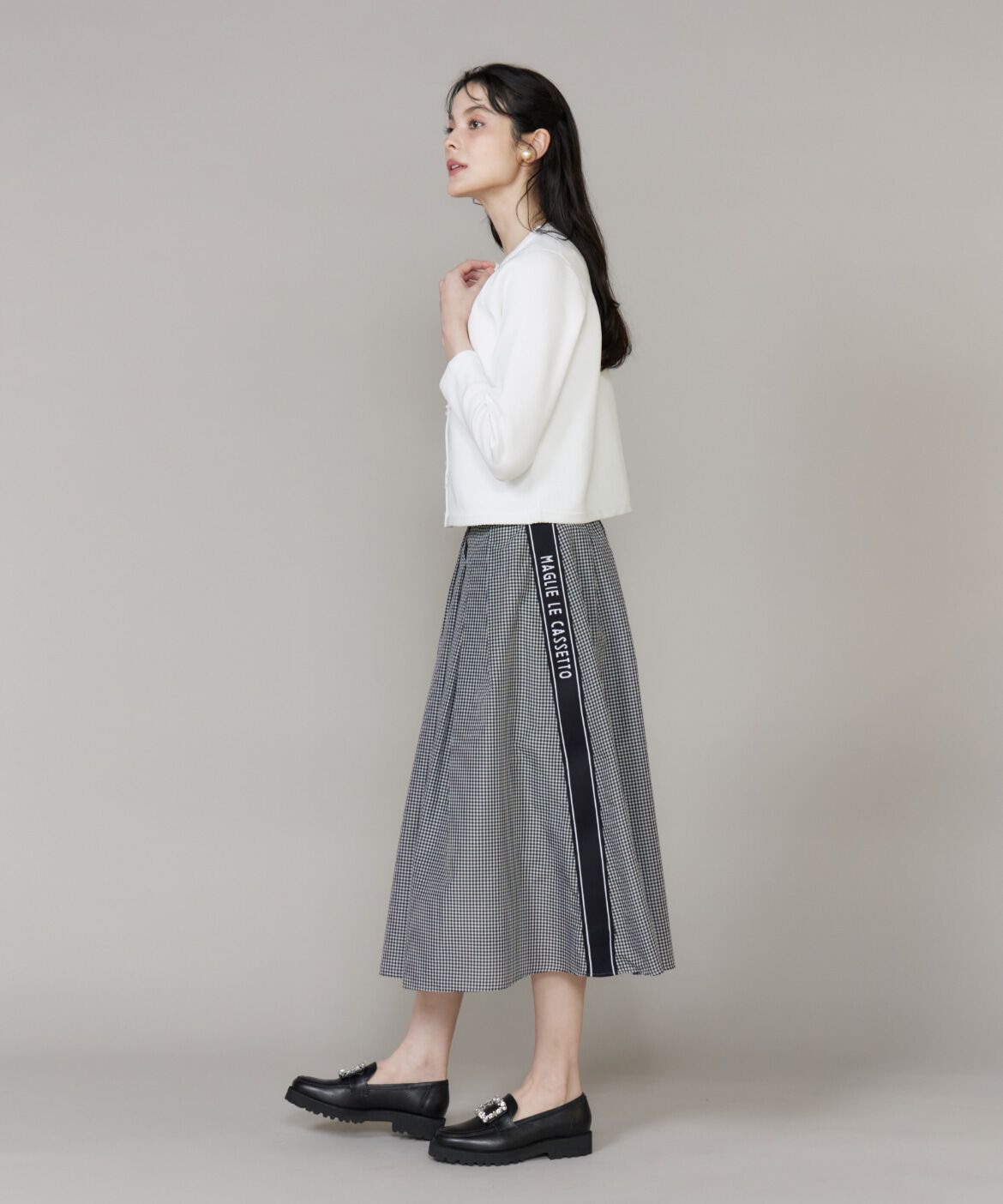 Maglie le cassetto「サテンリボンニットジャケット」|カーディガン|