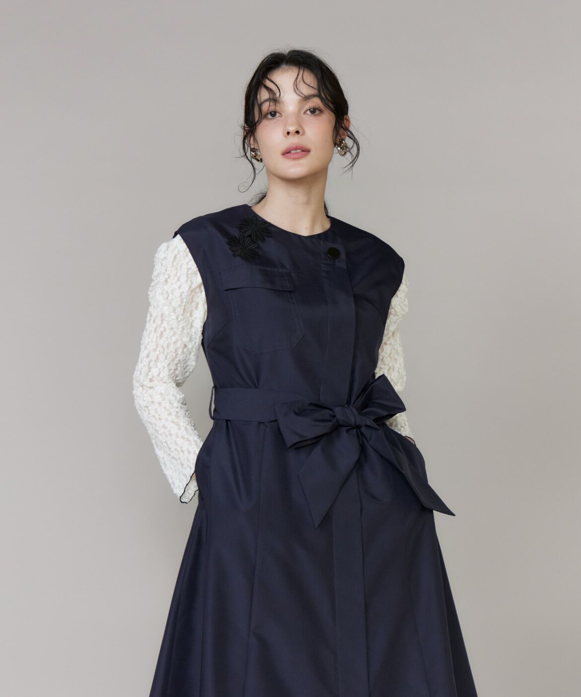 Maglie le cassetto「《M Maglie le cassetto》フラワーモチーフレースワンピース」|ワンピース|