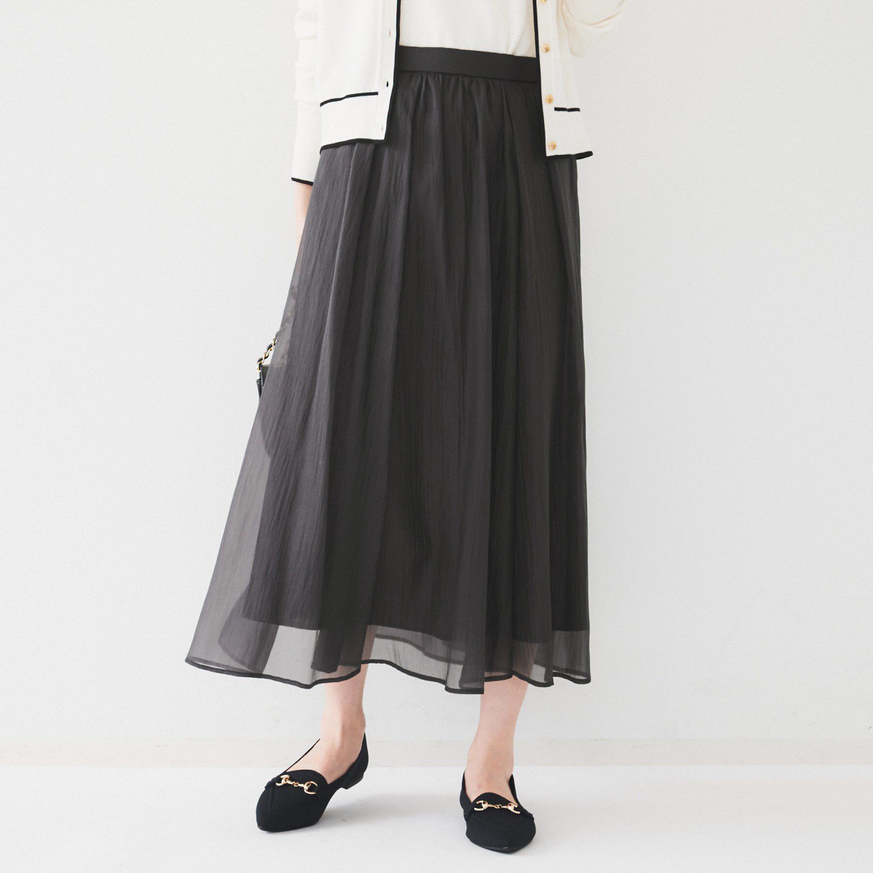 UNTITLED「【後ろウエストゴム/洗える】シアーローンロングスカート」|スカート|