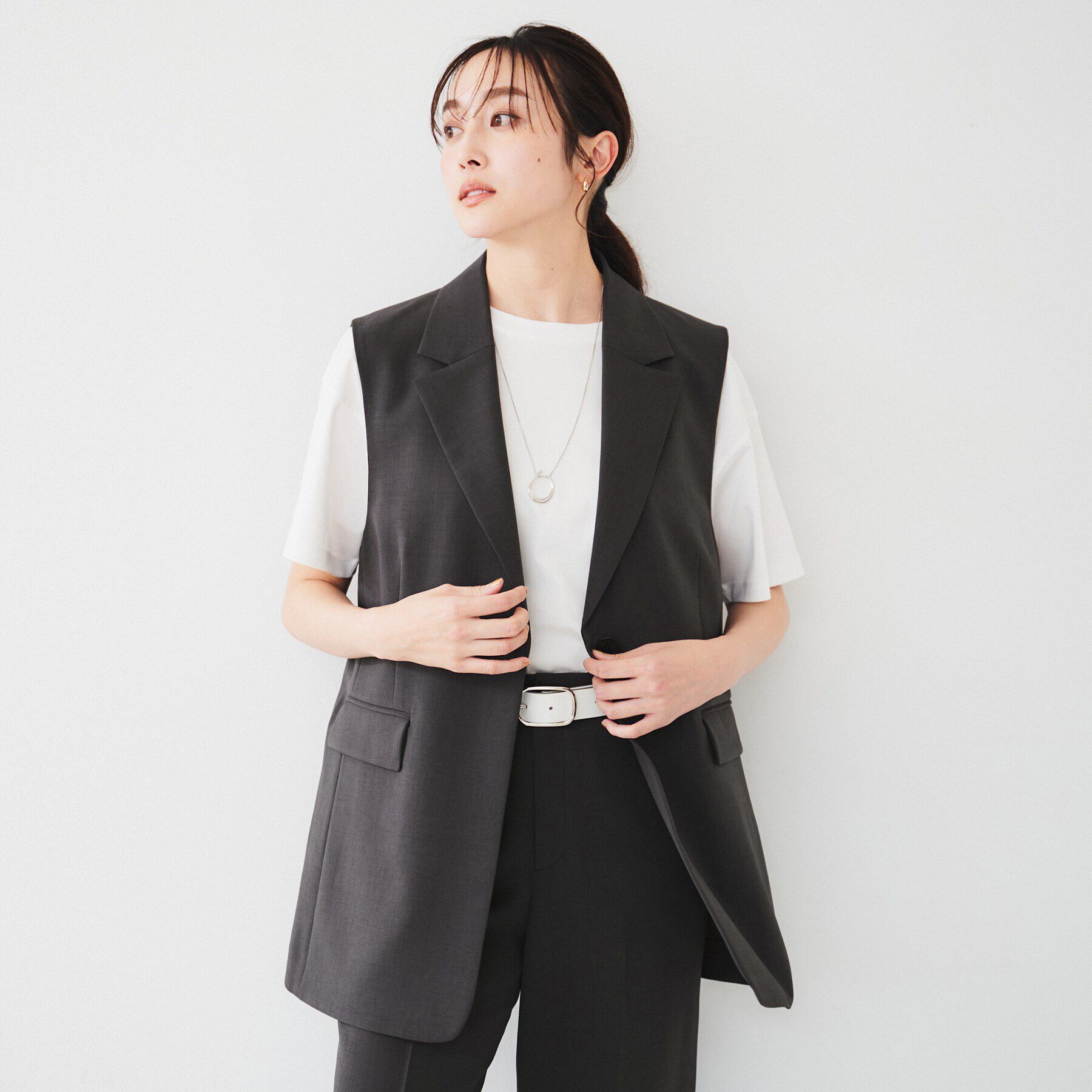 UNTITLED「【接触冷感/UV/セットアップ可能】ライトウェイト テーラードジレ」|ベスト・ジレ|