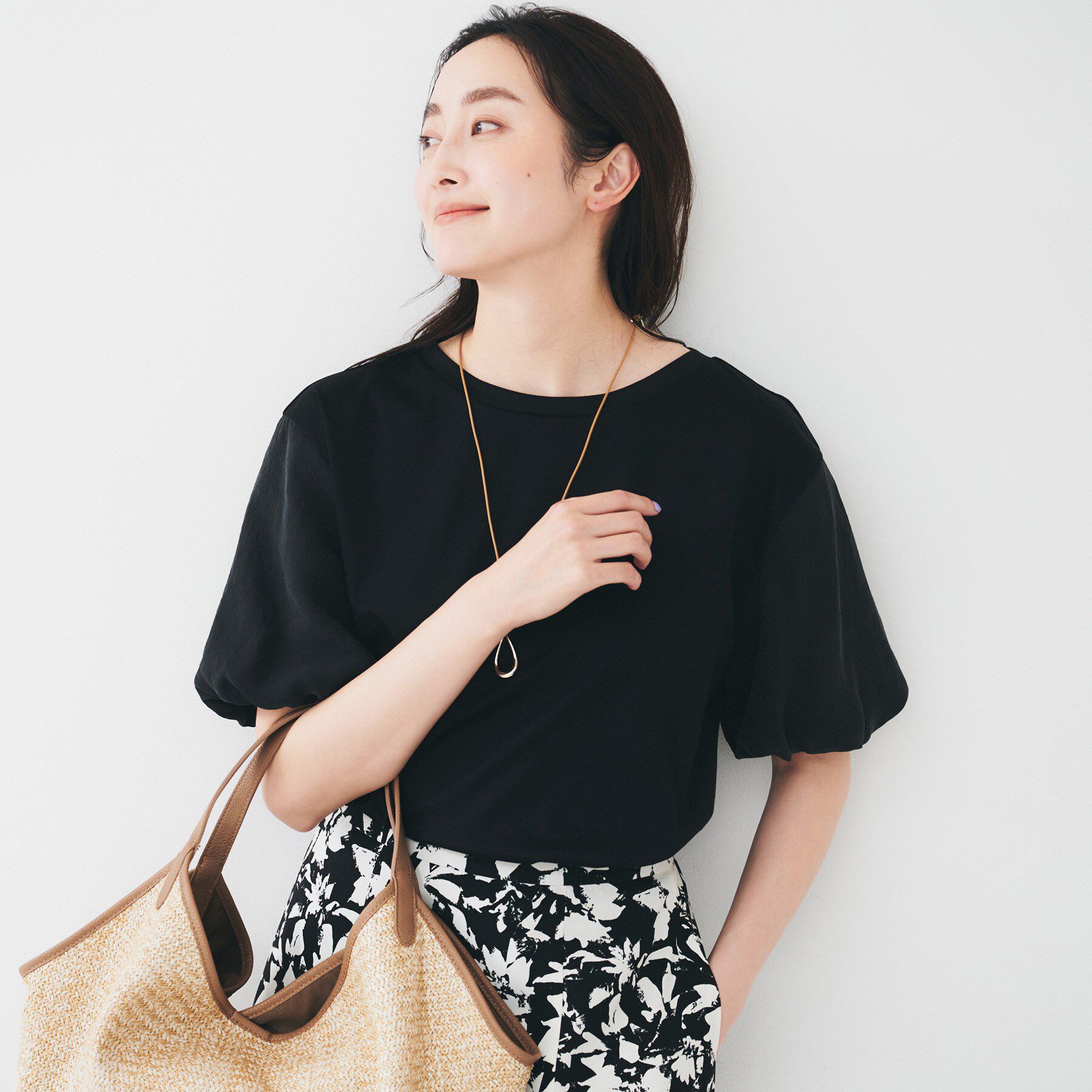 UNTITLED「【二の腕カバー/洗える】袖シアーバルーンプルオーバー」|Tシャツ・カットソー|