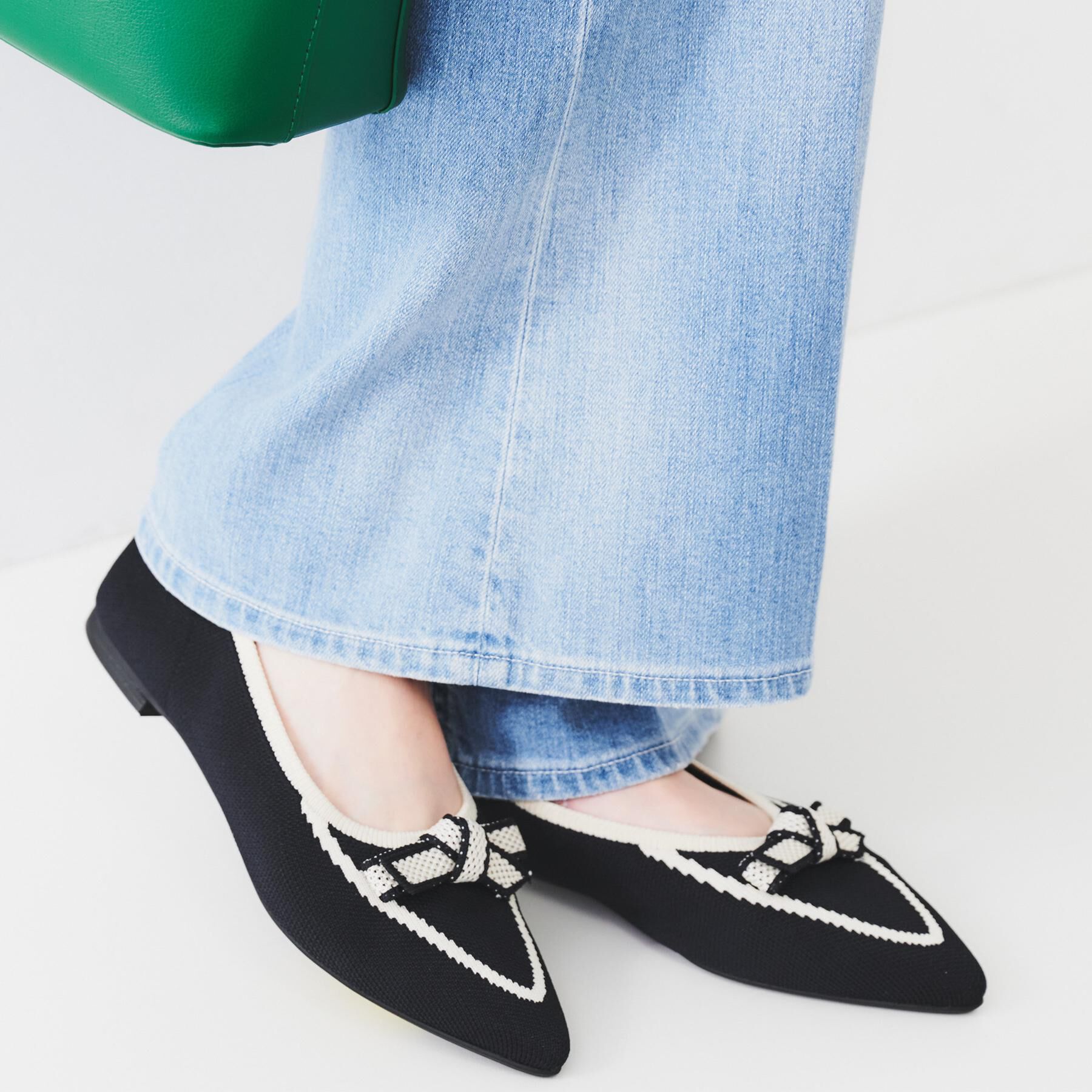 UNTITLED「【洗える！快適！】リサイクルニットリボンパンプス」|パンプス|