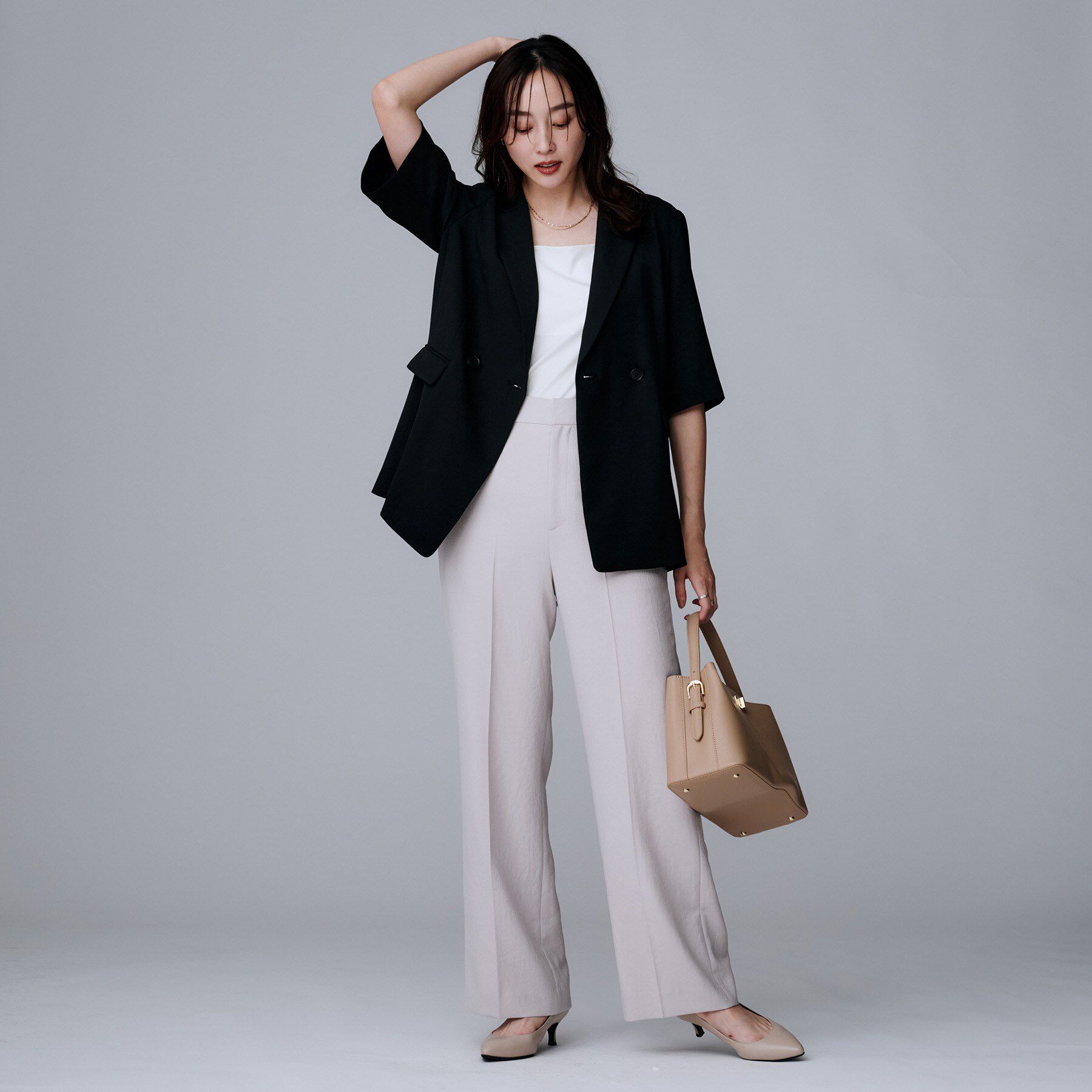 UNTITLED「【UVカット/接触冷感/洗える/テーラード】ライトウェイト ハーフスリーブジャケット」|テーラードジャケット|